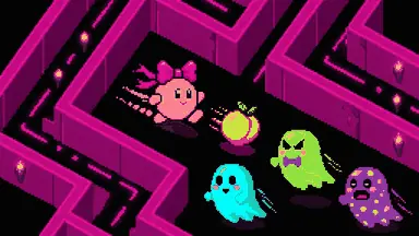 Maze Muncher Neon gameplay screenshot — maze arcade games